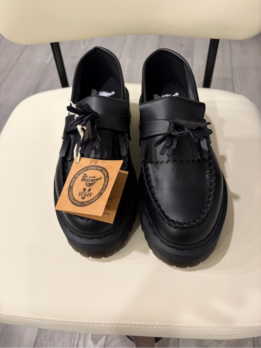 NWT Dr. Martens Vegan Adrian Quad Mono Platform Tassel Loafers - Size 5